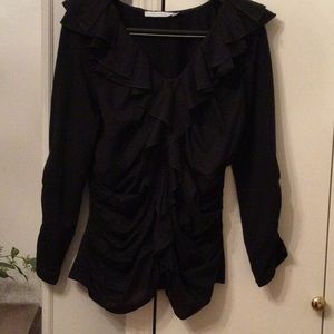 Anne Fontaine. Black zipper front top